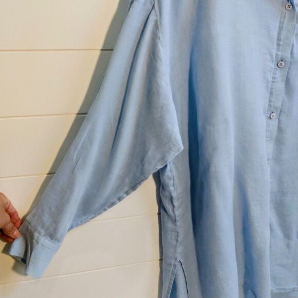 Eileen Fisher Oversized Linen Button Up Shirt Women's Medium Vintage Made in USA - Picture 3 of 8